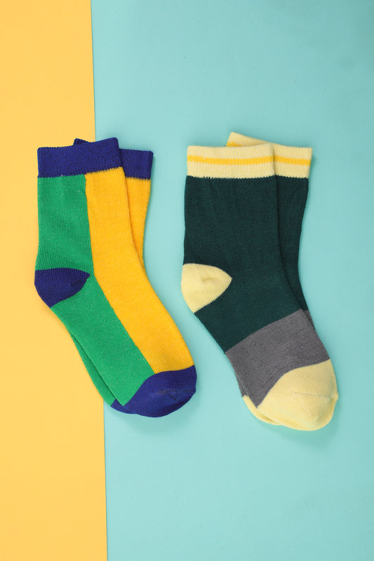 Pair of 2 Multicolored Quarter Socks