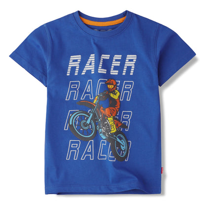 Blue Boys Racer Graphic Tee Shirt