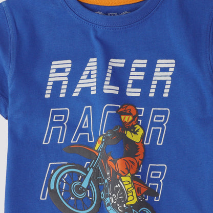 Blue Boys Racer Graphic Tee Shirt