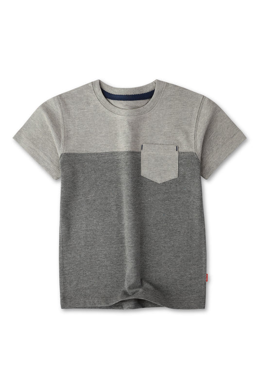 Boys Grey Colour Block Tee