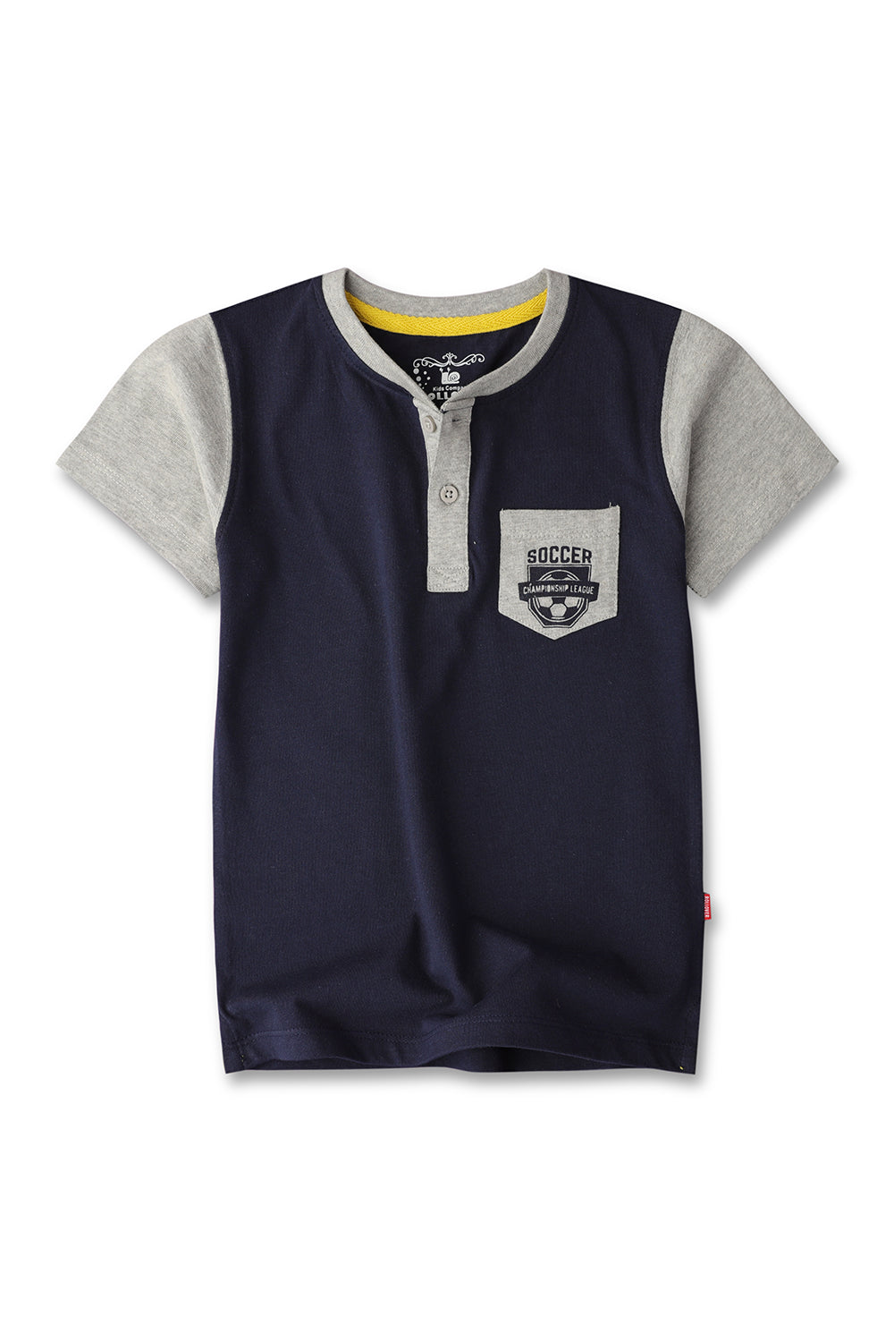 Boy's Soccer League Navy Blue Henley T-shirt