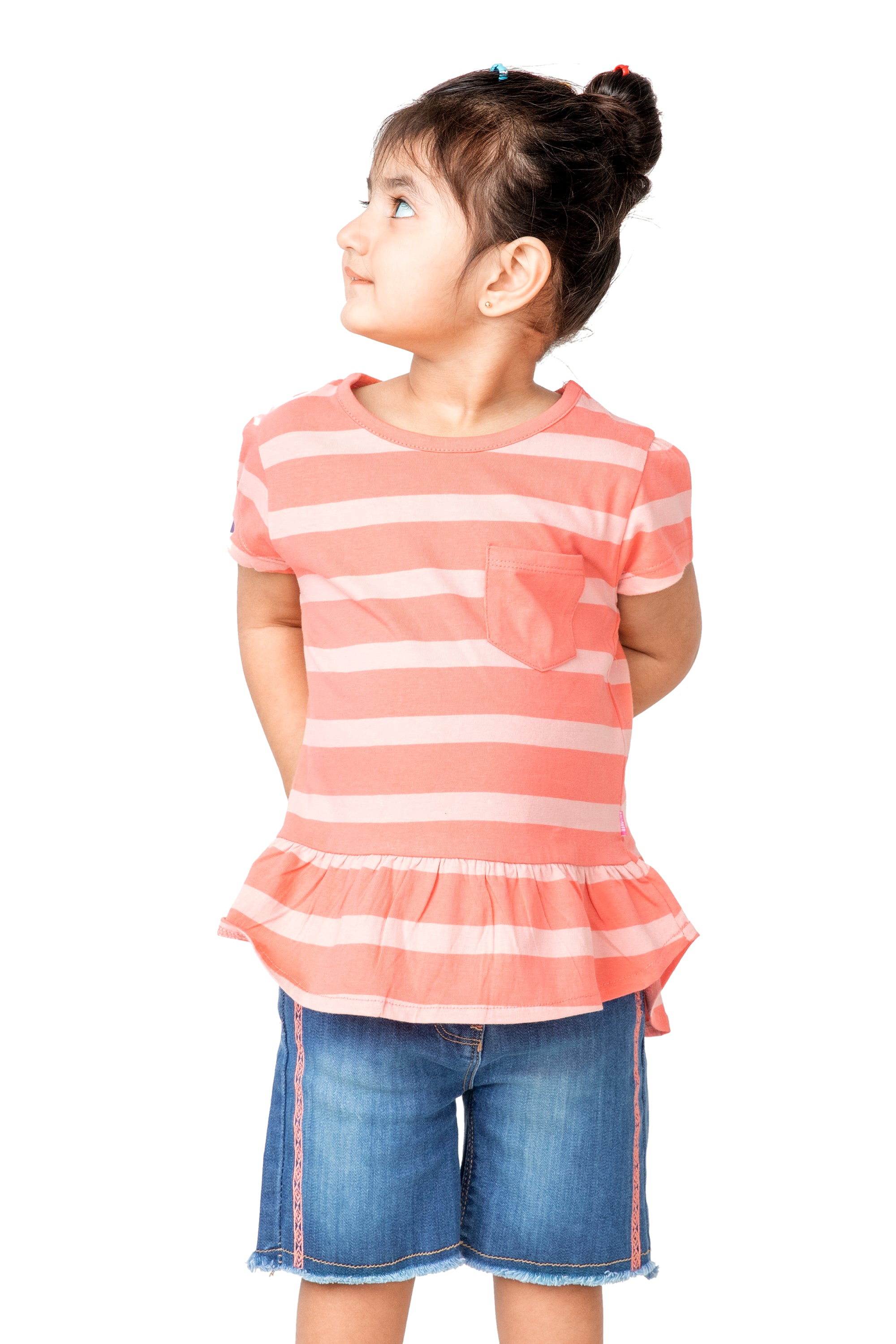Short-sleeved Tunic in Dusty Pink and Salmon Pink