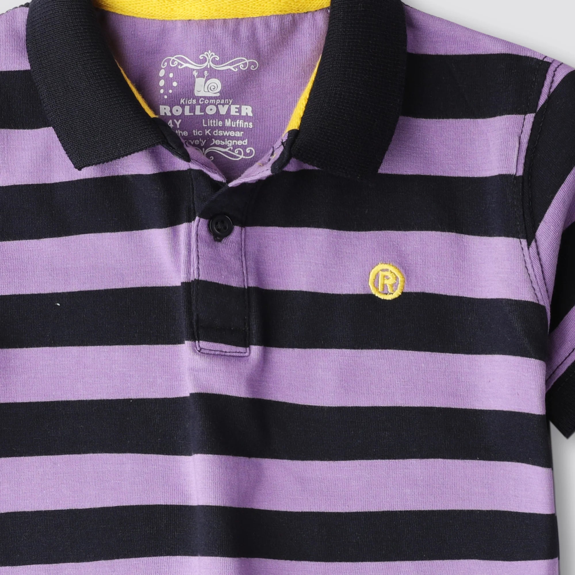 Grey and Lavendar Purple Striped Polo