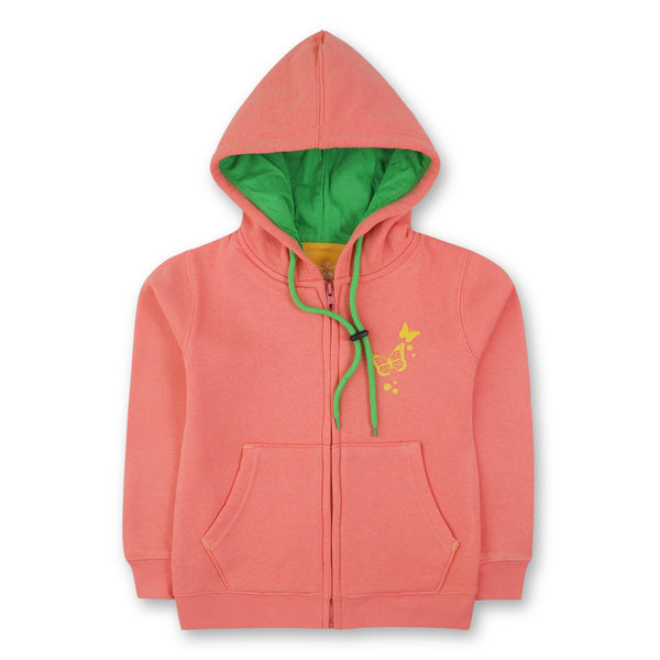 Coral Pink Fleece Girls Hoodie