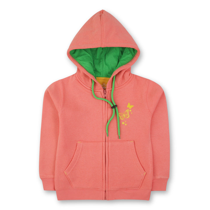 Coral Pink Fleece Girls Hoodie