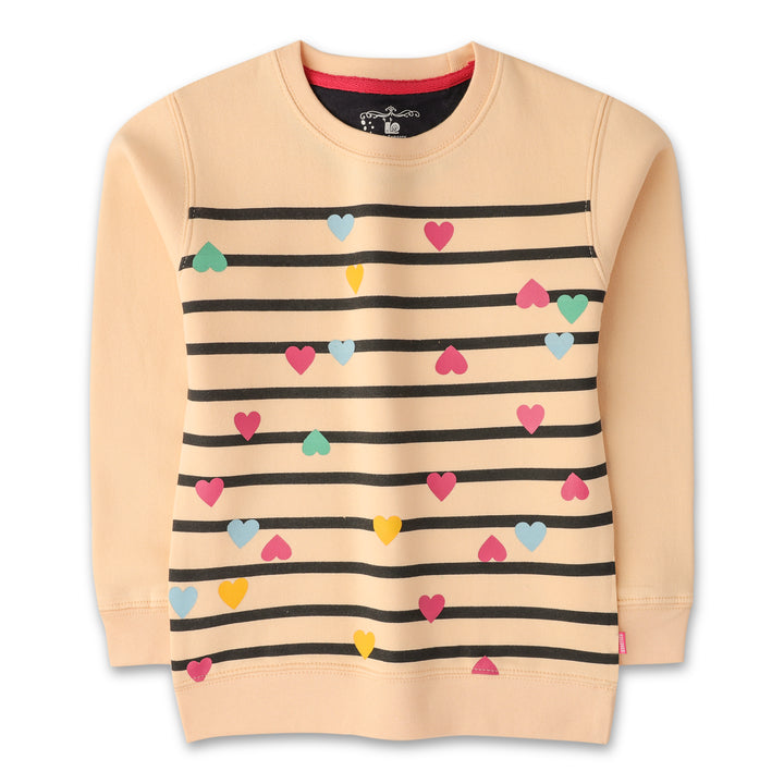 Peach Stripped Fleece Girls Sweatshirt