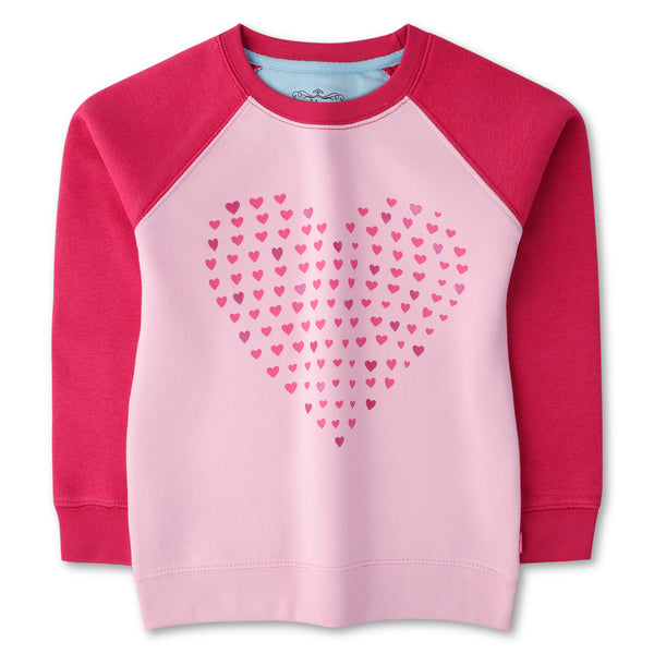 Pink Heart Baseball-Tee Girls Sweatshirt