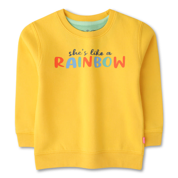 Yellow Rainbow Girls Fleece Sweatshirt