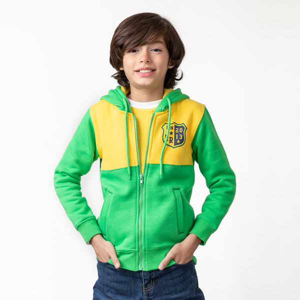 Green/Yellow Fleece Boys Hoodie