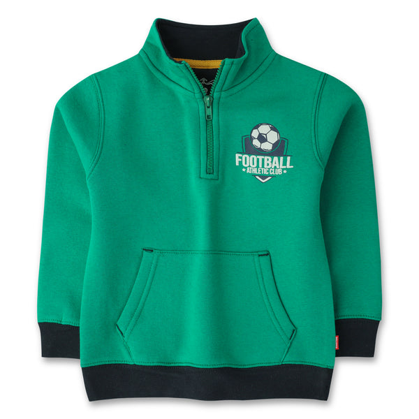 Mock Neck Green Fleece Boys Zipper