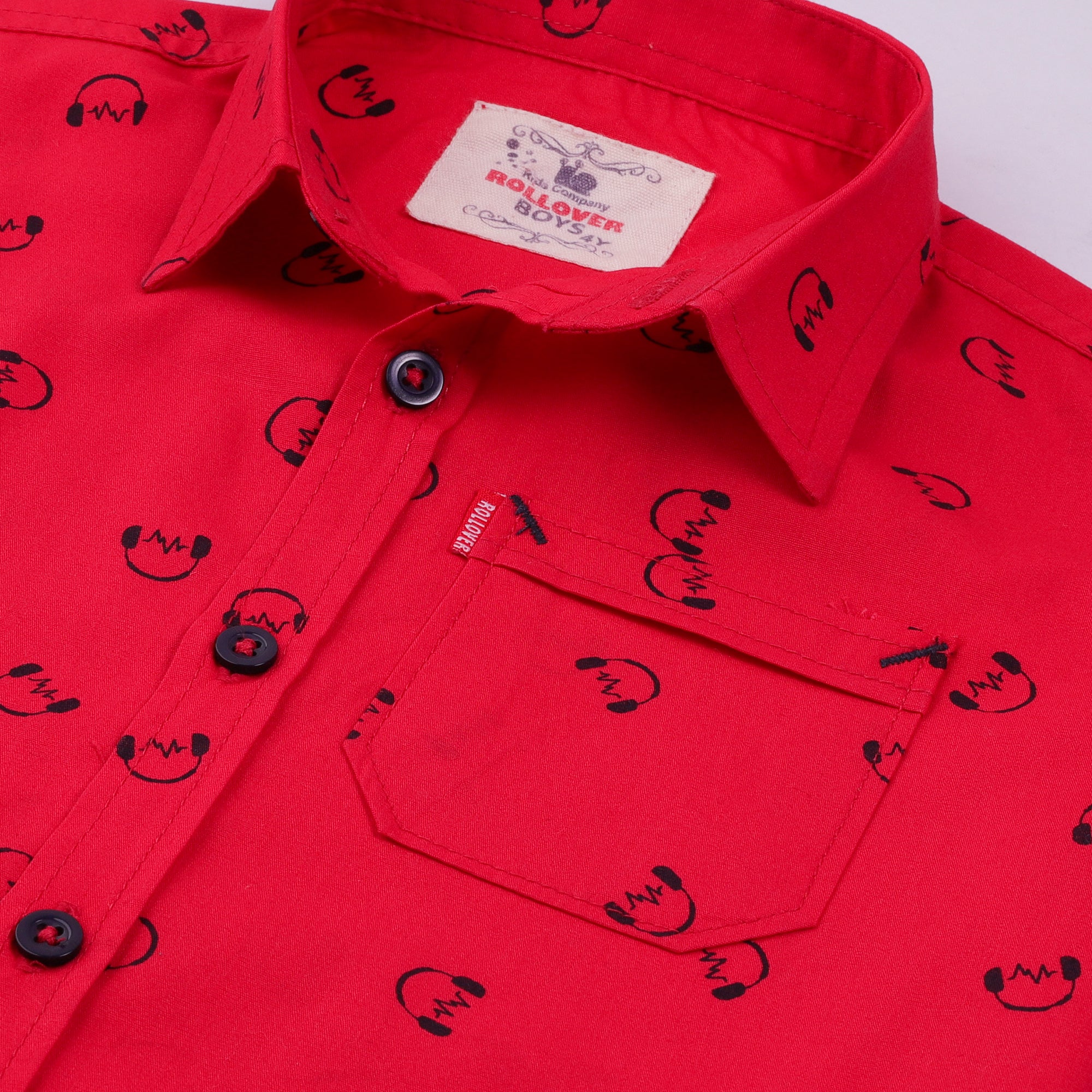 Red Print Regular Collar Shirt