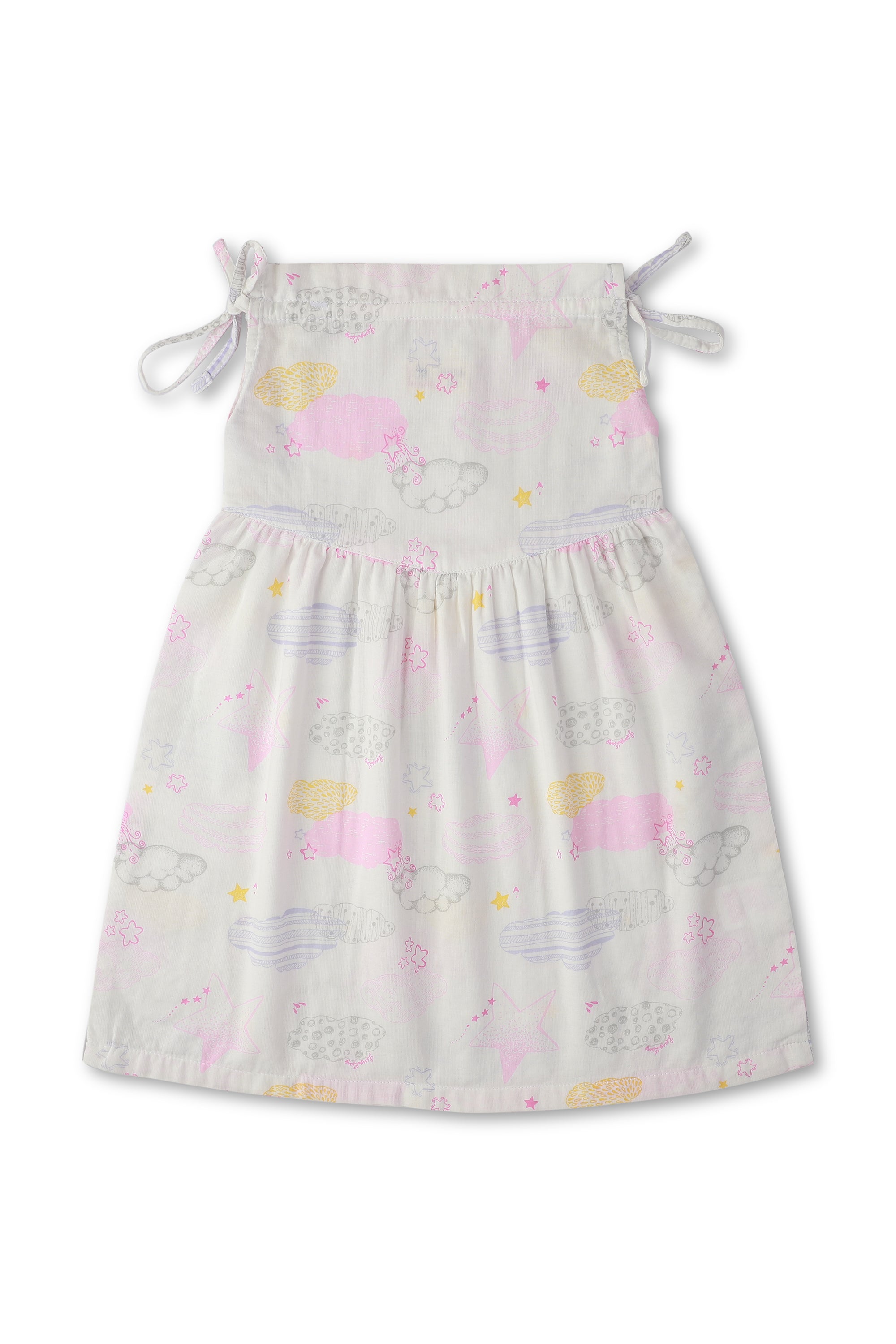 Clouds & Stars Printed Frock for Girls
