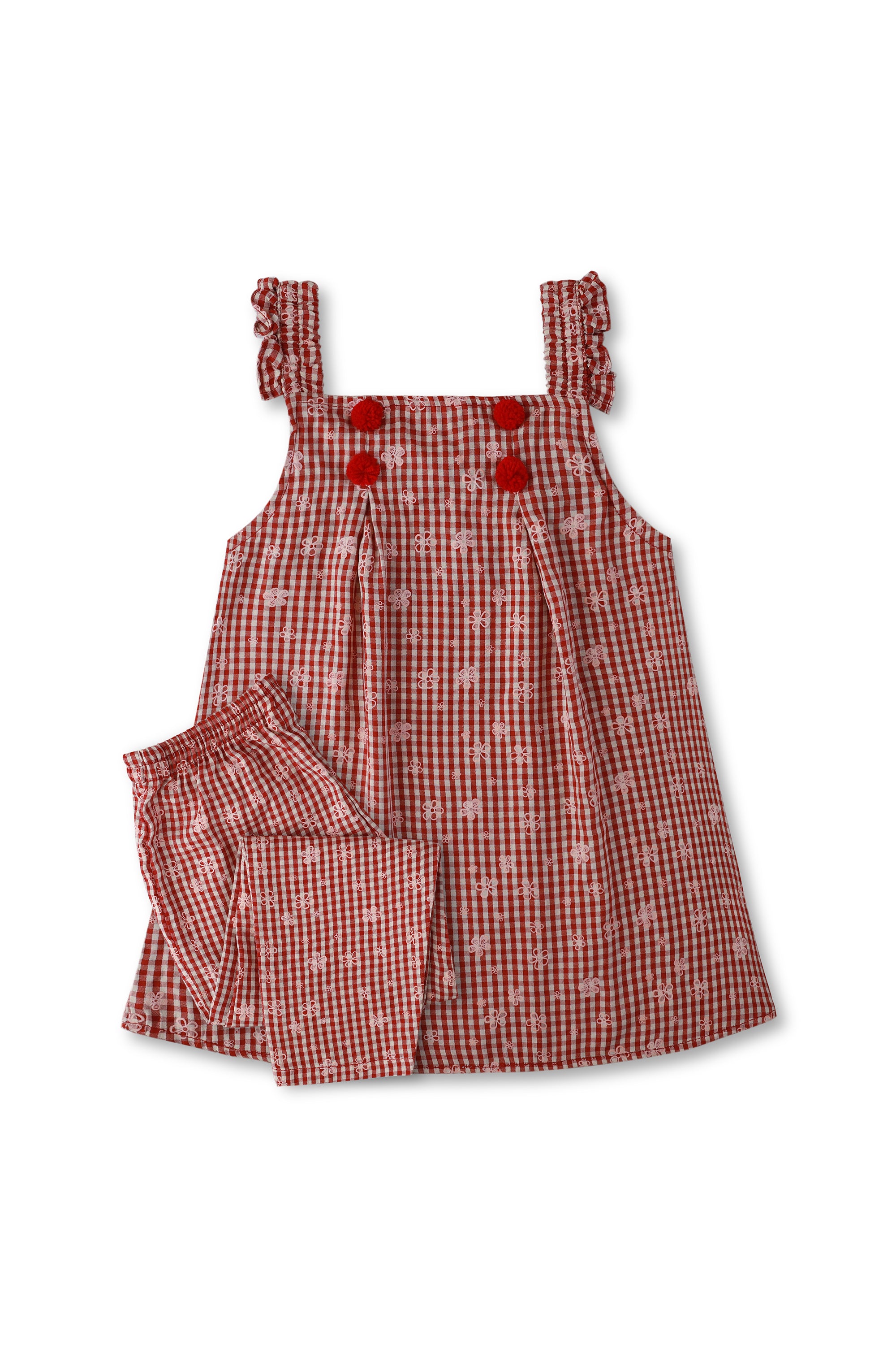 Chic Red Checked 2 pc coord set for Girls