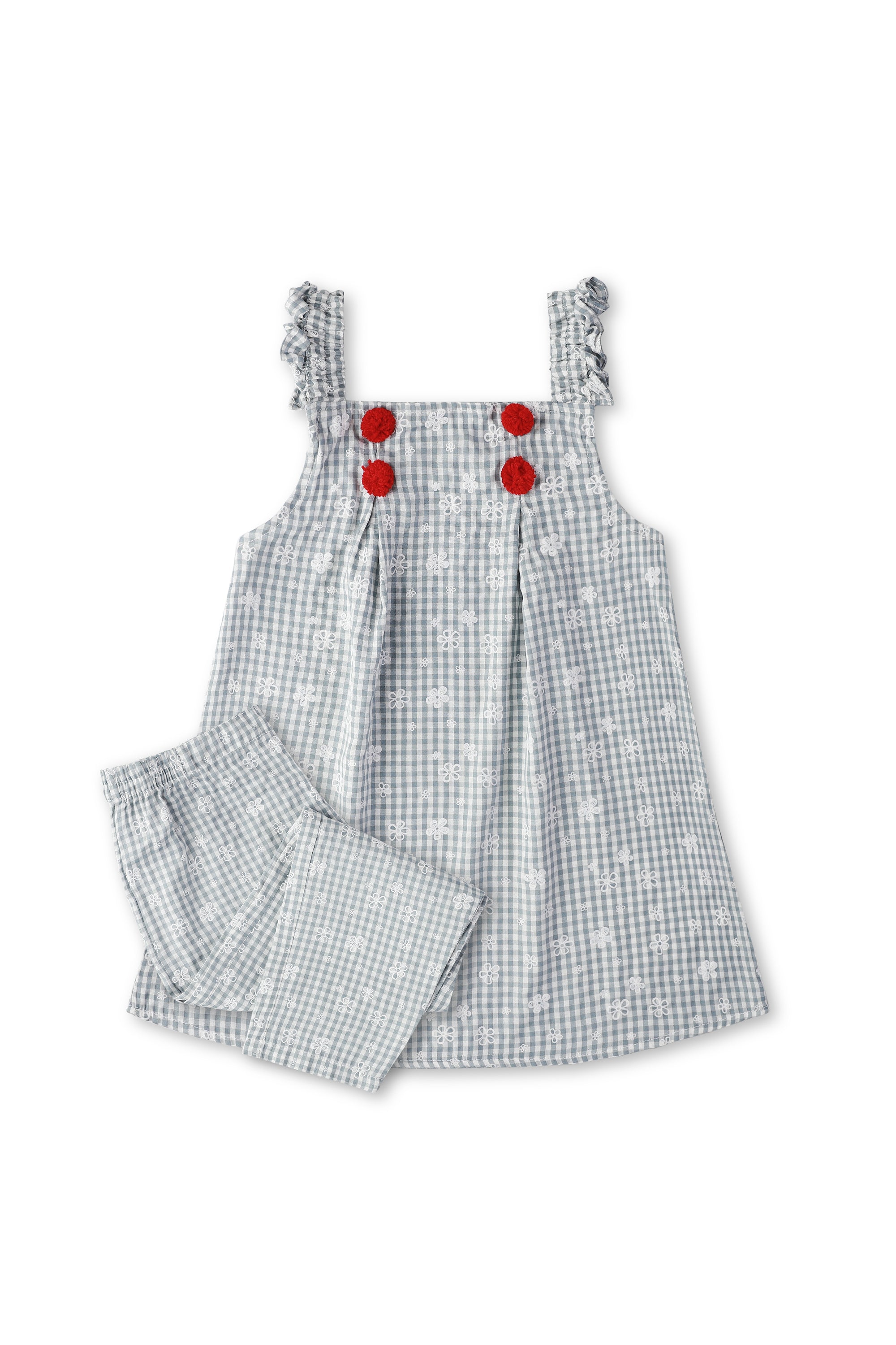 Chic Grey & White Checked 2 pc coord set for Girls