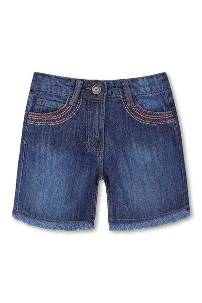 Denim Knee Length Shorts - Metallic Blue