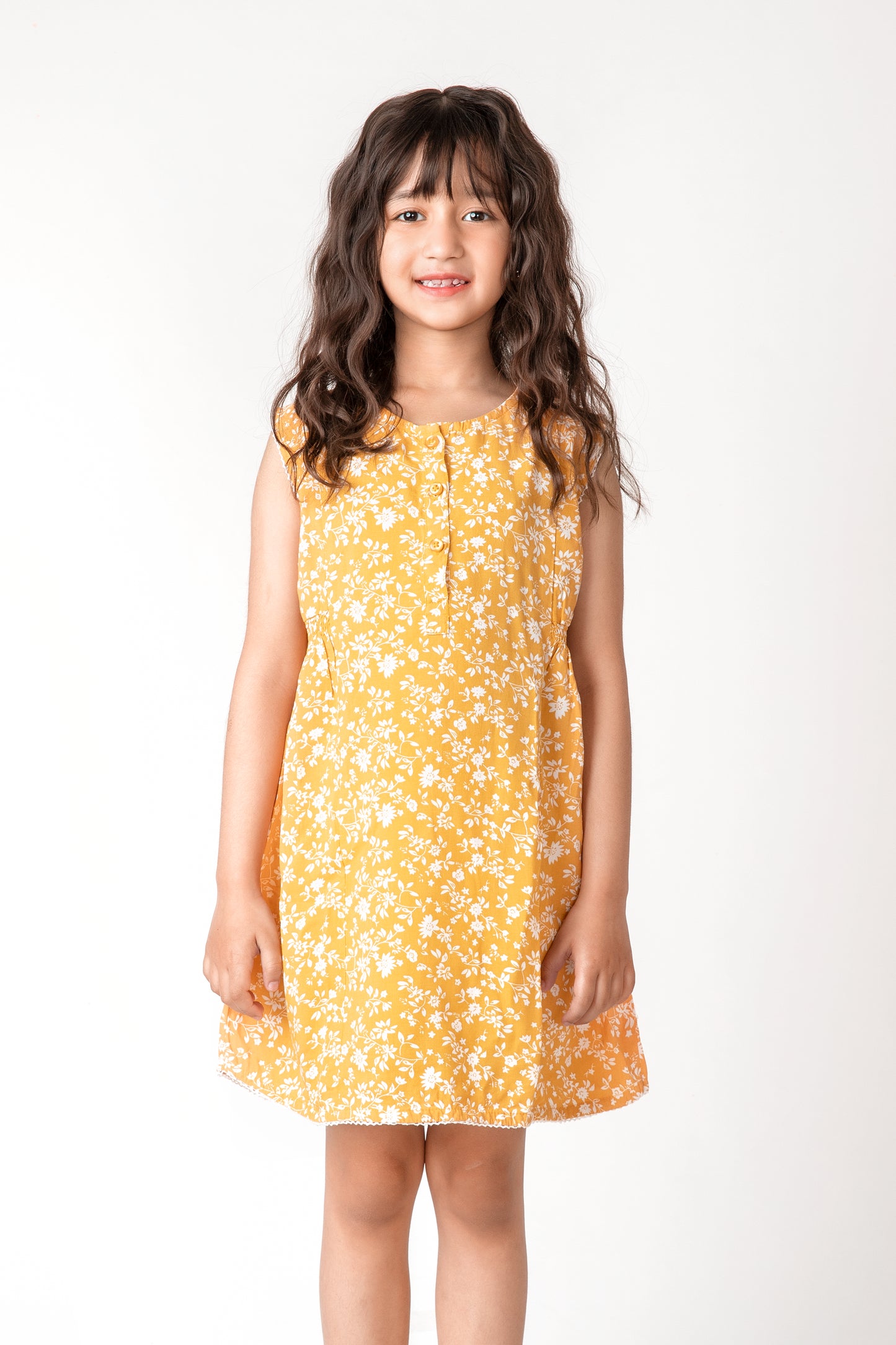 Yellow Floral Printed Smock Shirt