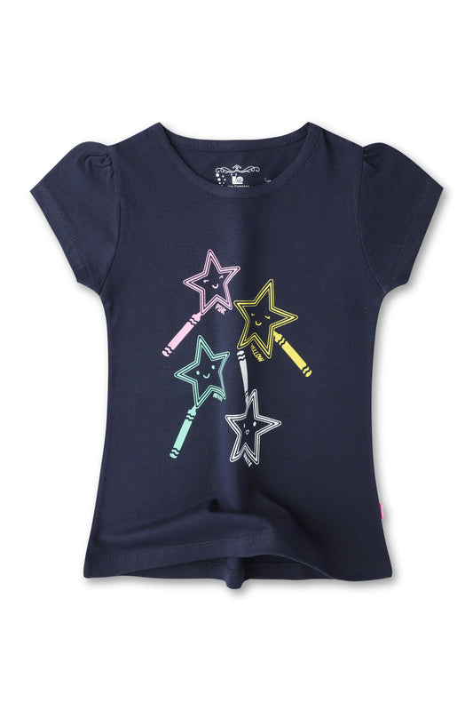 Navy Blue Girls Tshirt with Crayons