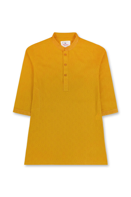 Boys Mustard Self-Print Kurta