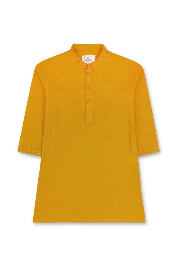 Boys Mustard Self-Print Kurta