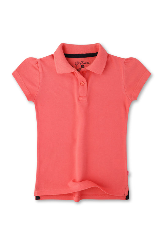 Girls Salmon Pink Polo Shirt