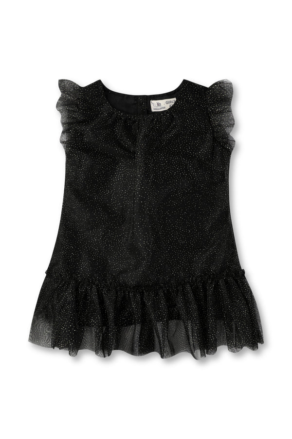 Girls Black Fancy Net Dress