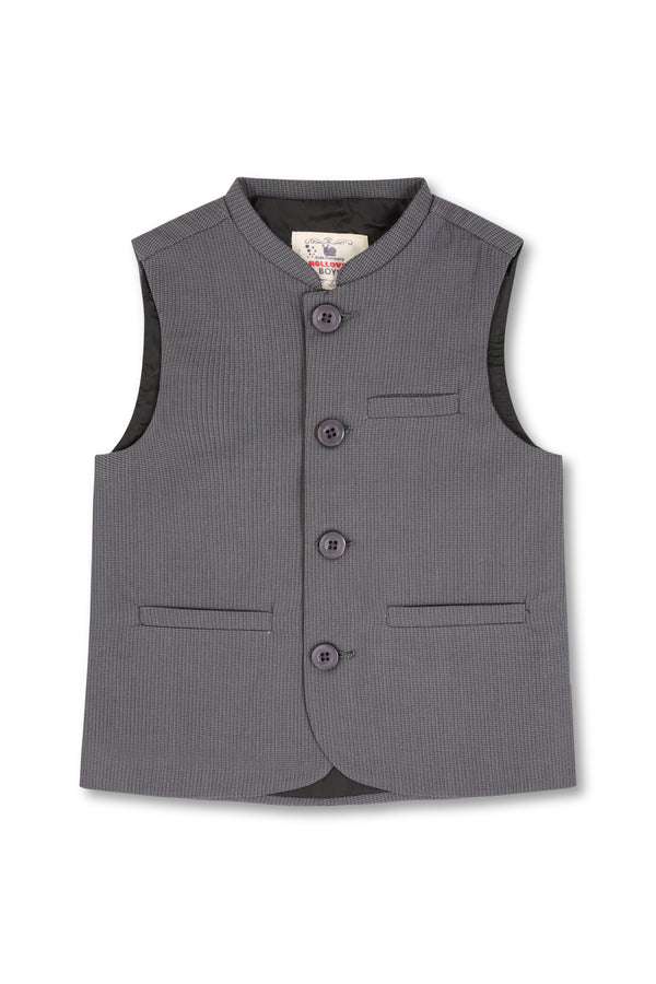 Boys Grey Jamawar Waistcoat