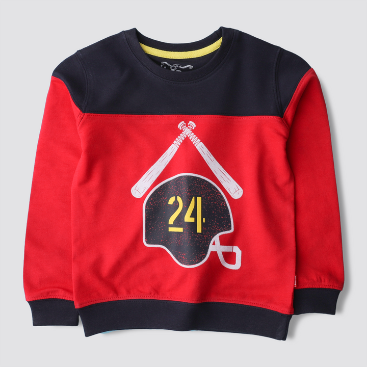 Sporty Red Terry Sweatshirt